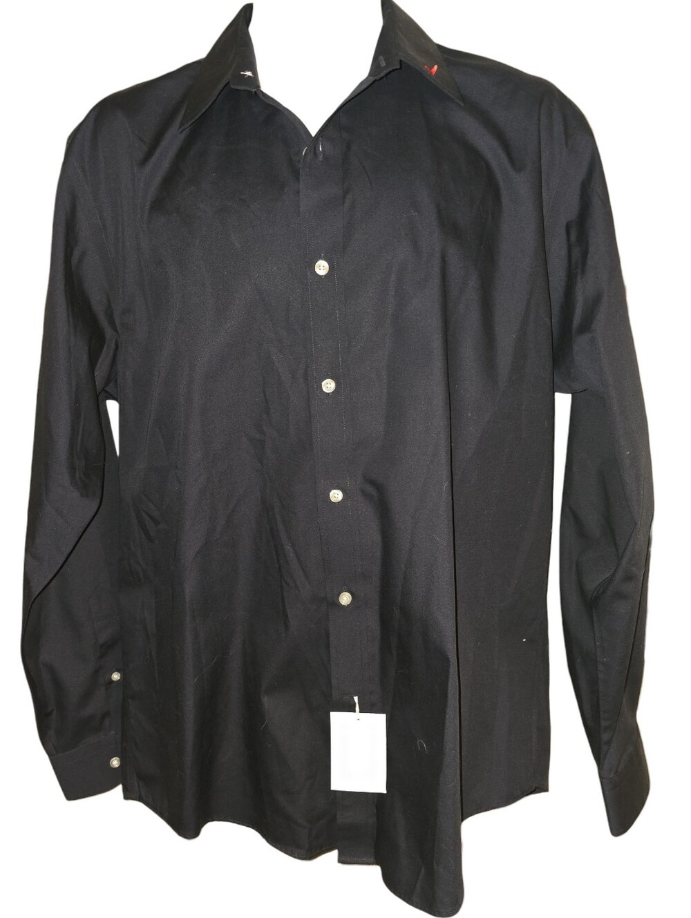 Lands End Mens Black Button Down Long Sleeve Shirt Size 16 x 35 Cotton Blend